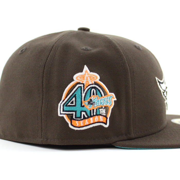 Anaheim Angels 40th Anniversary New Era 59Fifty Fitted Hat (GITD Walnut Teal Under brim)
