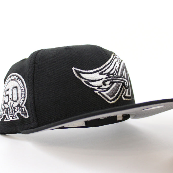 Anaheim Angels 50th Anniversary New Era 59Fifty Fitted Hat (GITD Black Grey Under Brim)