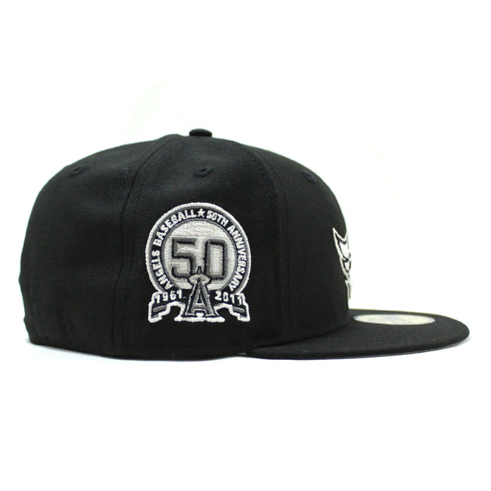 Anaheim Angels 50th Anniversary New Era 59Fifty Fitted Hat (GITD Black Grey Under Brim)
