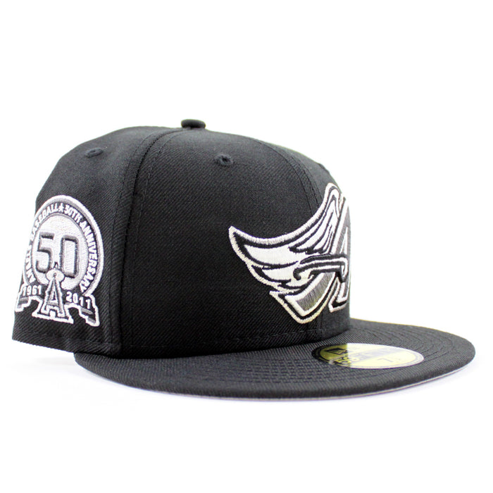 Anaheim Angels 50th Anniversary New Era 59Fifty Fitted Hat (GITD Black Grey Under Brim)