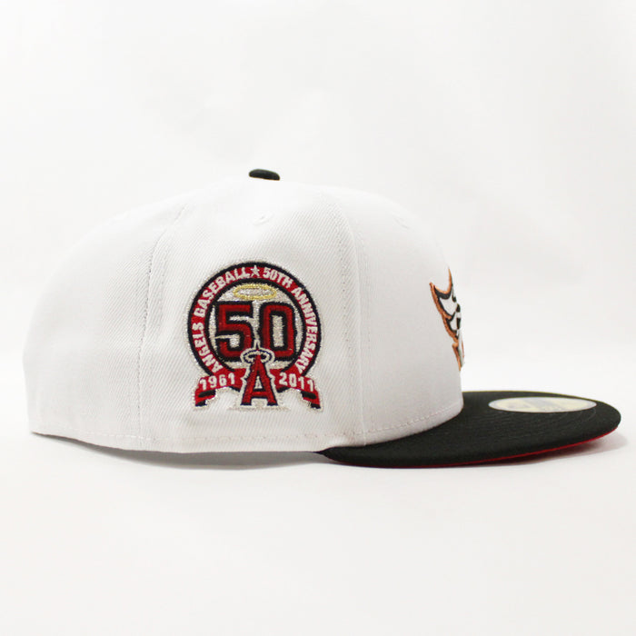 Anaheim Angels 50th Anniversary New Era 59Fifty Fitted Hat (GITD White Black Red Under Brim)