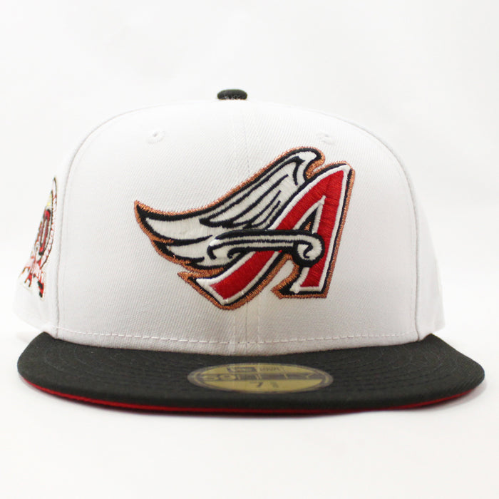 Anaheim Angels 50th Anniversary New Era 59Fifty Fitted Hat (GITD White Black Red Under Brim)