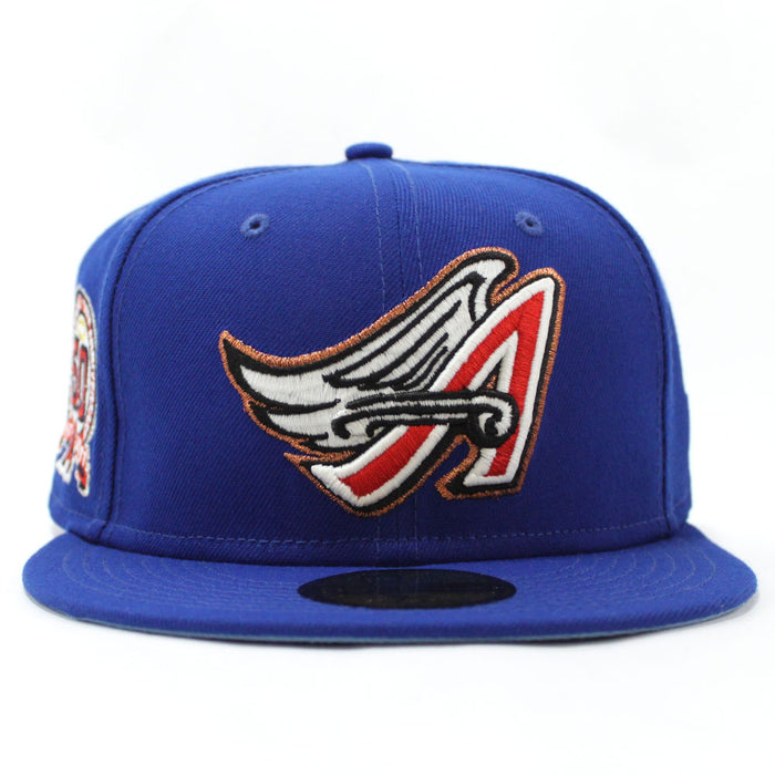 Anaheim Angels 50th Anniversary New Era 59Fifty Fitted Hat (Glow in the Dark Blue Sky Blue Under Brim)