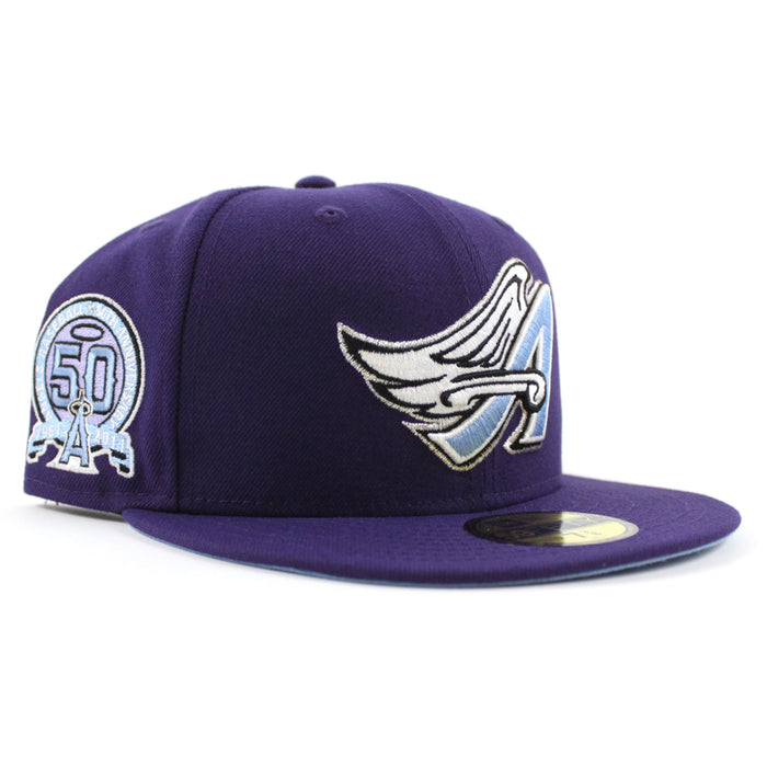 Anaheim Angels 50th Anniversary New Era 59Fifty Fitted Hat (Purple Sky Blue Under Brim)