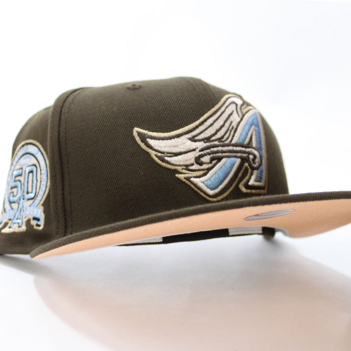 Anaheim Angels 50th Anniversary New Era 59Fifty Fitted Hat (Walnut Peach Under Brim)