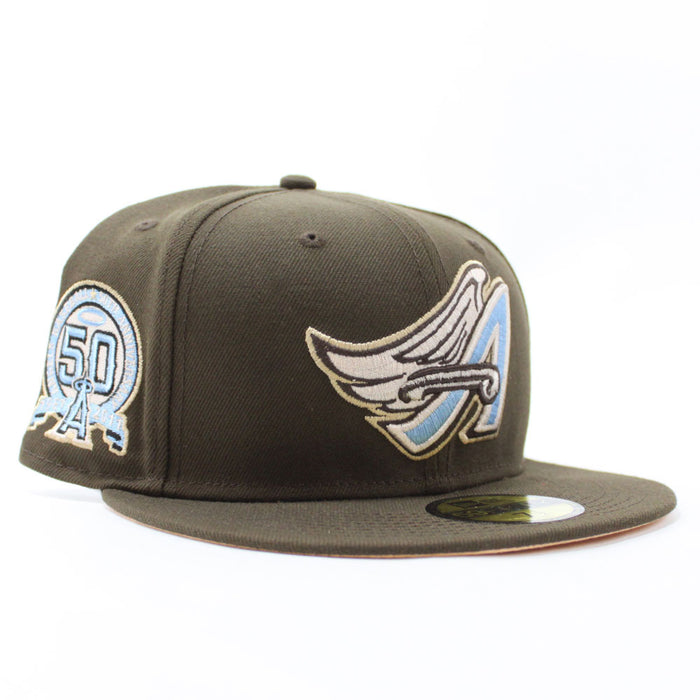 Anaheim Angels 50th Anniversary New Era 59Fifty Fitted Hat (Walnut Peach Under Brim)