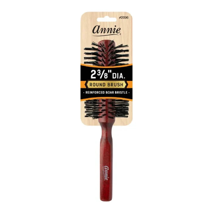 Annie Hard Boar & Nylon Bristle Round Brush, 2 3/8 Inch, 1 Count, Dark Brown