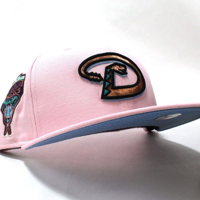 Arizona Diamondbacks 1998 INAUGURAL SEASON New Era 59Fifty Fitted Hat (D Logo Pink Blue Under Brim)