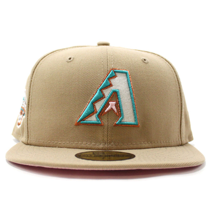 Arizona Diamondbacks 2001 World Series New Era 59Fifty Fitted Hat (GITD Camel Pink Under Brim)