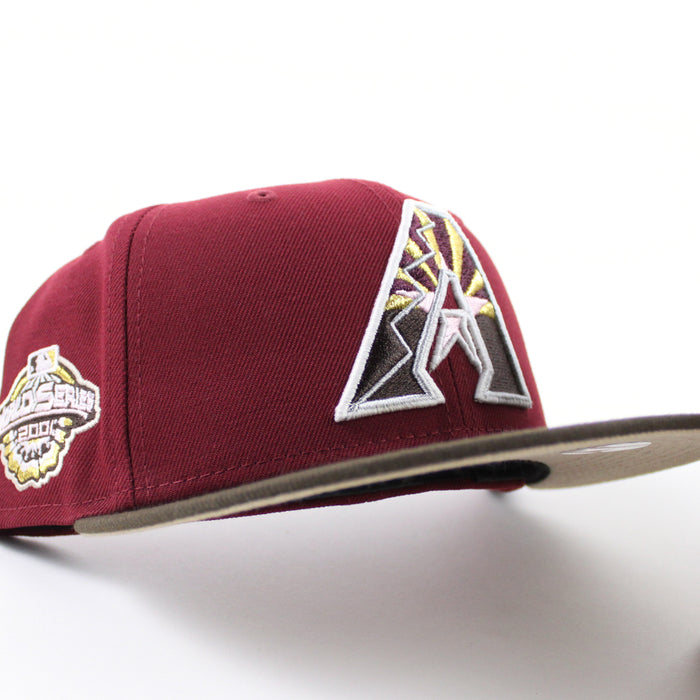 Arizona Diamondbacks 2001 World Series New Era 59Fifty Fitted Hat (GITD Cardinal Walnut Camel Under Brim)