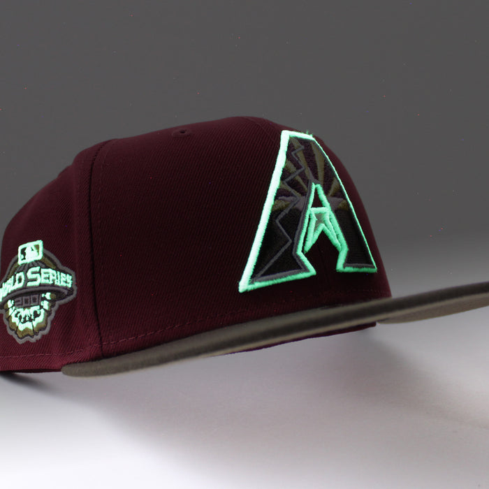 Arizona Diamondbacks 2001 World Series New Era 59Fifty Fitted Hat (GITD Cardinal Walnut Camel Under Brim)