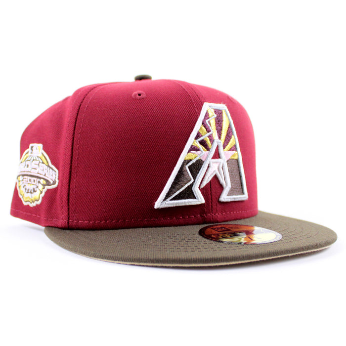 Arizona Diamondbacks 2001 World Series New Era 59Fifty Fitted Hat (GITD Cardinal Walnut Camel Under Brim)