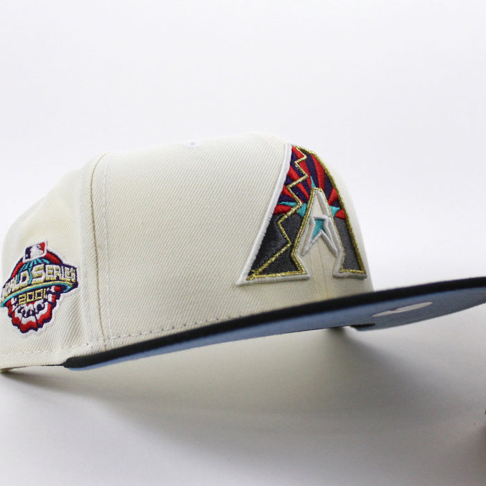 Arizona Diamondbacks 2001 World Series New Era 59Fifty Fitted Hat (GITD Chrome Black Sky Blue Under Brim)