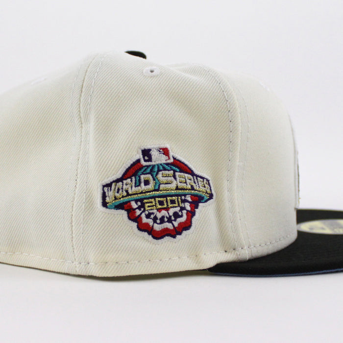 Arizona Diamondbacks 2001 World Series New Era 59Fifty Fitted Hat (GITD Chrome Black Sky Blue Under Brim)