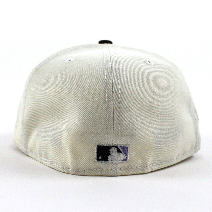 Arizona Diamondbacks 2001 World Series New Era 59Fifty Fitted Hat (GITD Chrome White Black Lavender Under Brim)