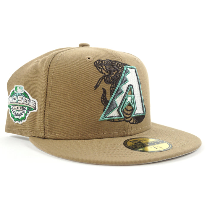 Arizona Diamondbacks 2001 World Series New Era 59Fifty Fitted Hat (GITD Khaki Stone Under Brim)