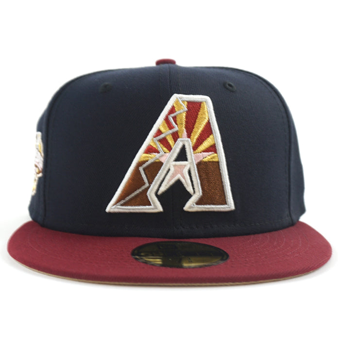 Arizona Diamondbacks 2001 World Series New Era 59Fifty Fitted Hat (GITD Navy Cardinal Camel Under Brim)