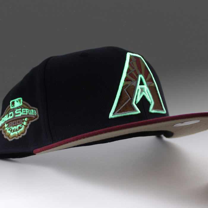 Arizona Diamondbacks 2001 World Series New Era 59Fifty Fitted Hat (GITD Navy Cardinal Camel Under Brim)