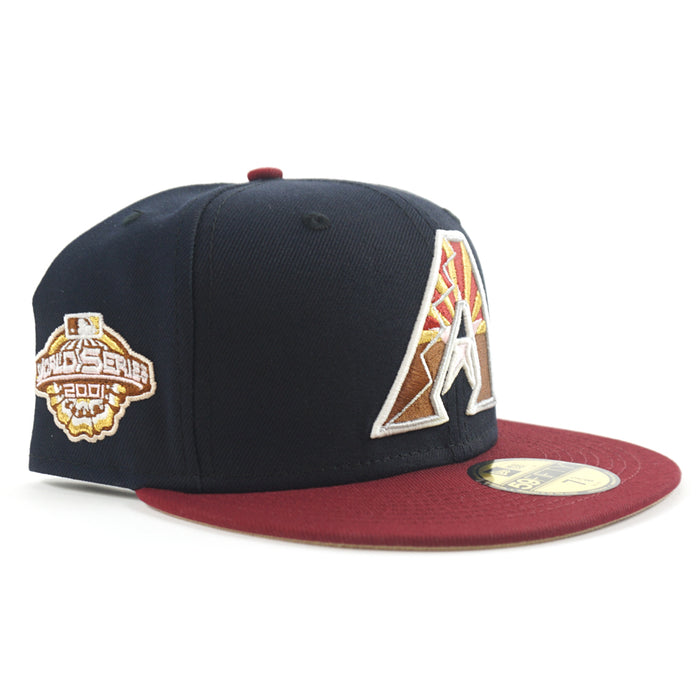 Arizona Diamondbacks 2001 World Series New Era 59Fifty Fitted Hat (GITD Navy Cardinal Camel Under Brim)