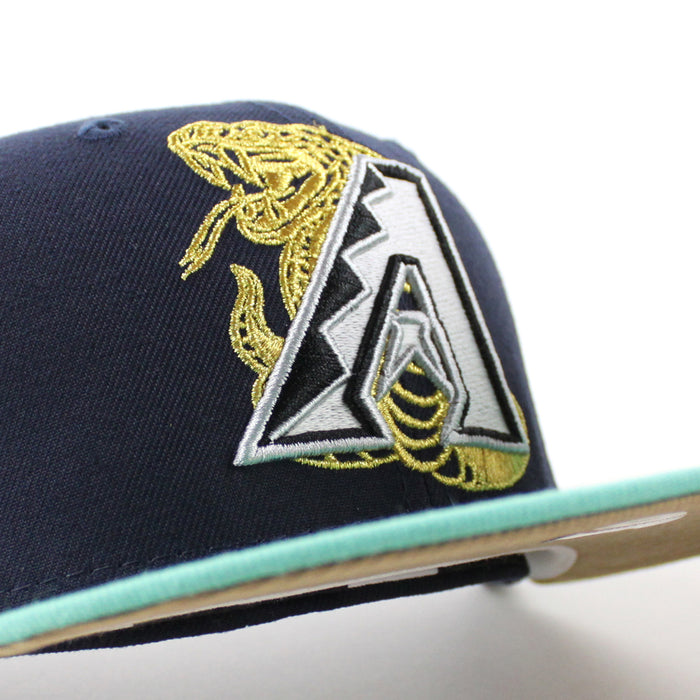 Arizona Diamondbacks 2001 World Series New Era 59Fifty Fitted Hat (GITD Navy Mint Khaki Under Brim)
