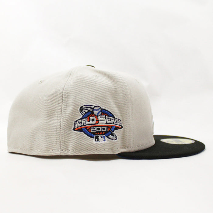 Arizona Diamondbacks 2001 World Series New Era 59Fifty Fitted Hat (GITD Stone Black Blue Under Brim)