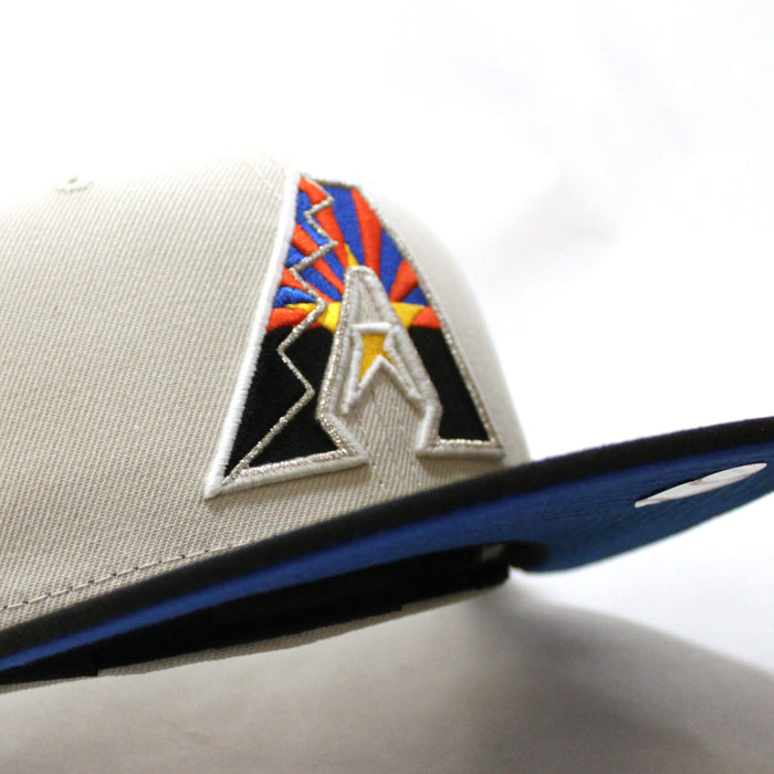 Arizona Diamondbacks 2001 World Series New Era 59Fifty Fitted Hat (GITD Stone Black Blue Under Brim)