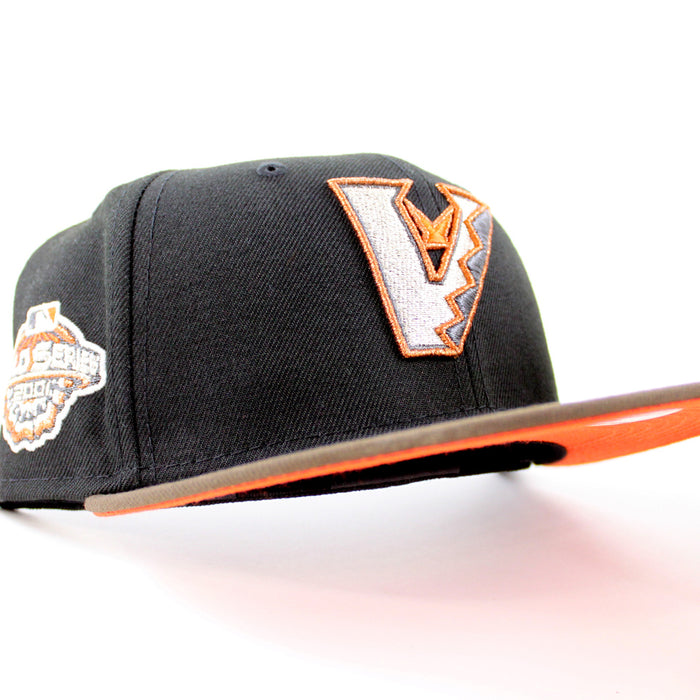 Arizona Diamondbacks 2001 World Series New Era 59Fifty Fitted Hat (Upside Logo Black Walnut Orange Under Brim)