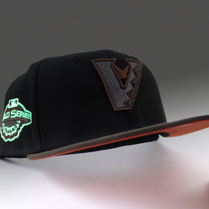 Arizona Diamondbacks 2001 World Series New Era 59Fifty Fitted Hat (Upside Logo Black Walnut Orange Under Brim)