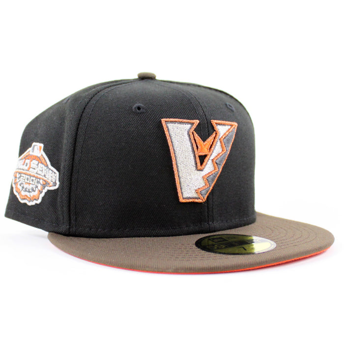 Arizona Diamondbacks 2001 World Series New Era 59Fifty Fitted Hat (Upside Logo Black Walnut Orange Under Brim)