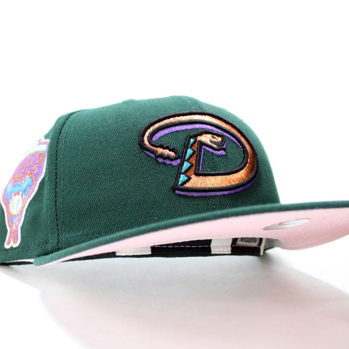 Arizona Diamondbacks 2001 World Series New Era 59Fifty Fitted Hat V3 (D Logo Dark Green Pink Under Brim)