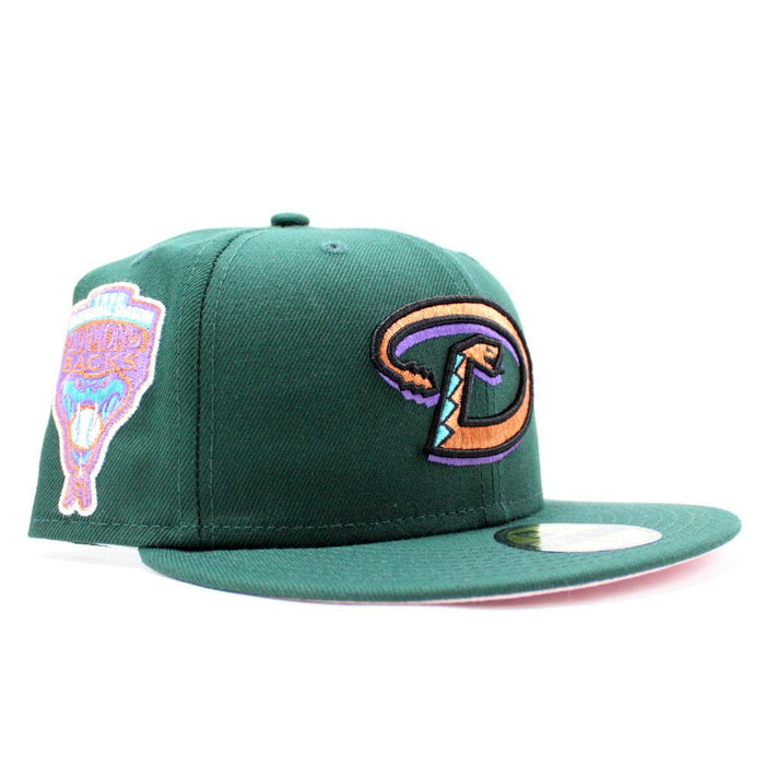Arizona Diamondbacks 2001 World Series New Era 59Fifty Fitted Hat V3 (D Logo Dark Green Pink Under Brim)