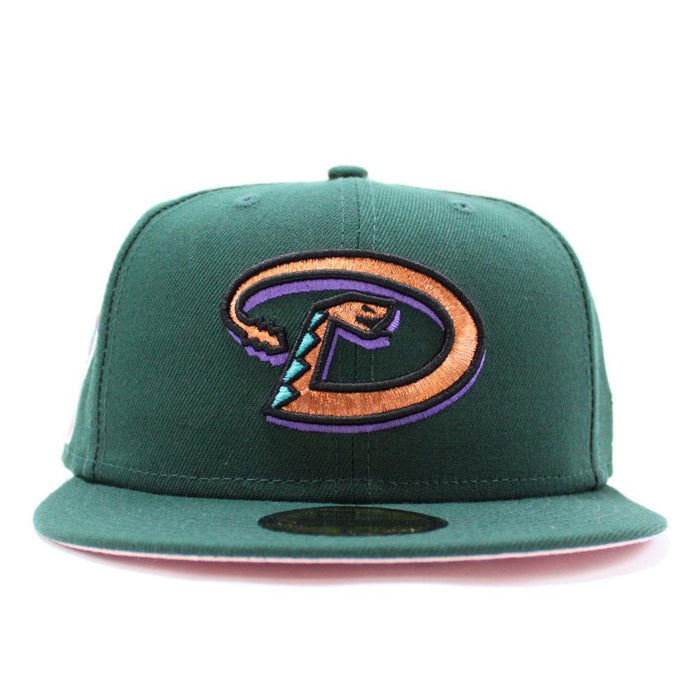 Arizona Diamondbacks 2001 World Series New Era 59Fifty Fitted Hat V3 (D Logo Dark Green Pink Under Brim)