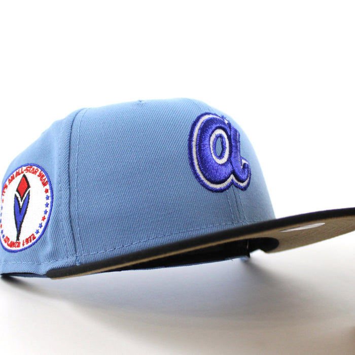Atlanta Braves 1972 All Star Game New Era 59Fifty Fitted Hat (Sky Blue Black Khaki Under Brim)