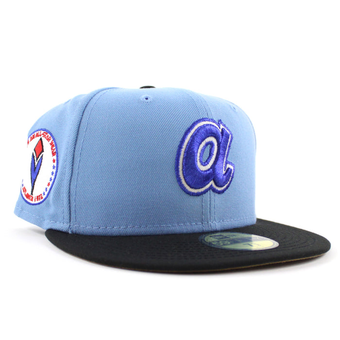 Atlanta Braves 1972 All Star Game New Era 59Fifty Fitted Hat (Sky Blue Black Khaki Under Brim)