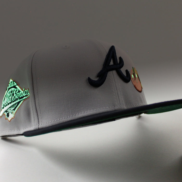 Atlanta Braves 1995 World Series  New Era 59Fifty Fitted Hat (GITD White Navy Green Under Brim)