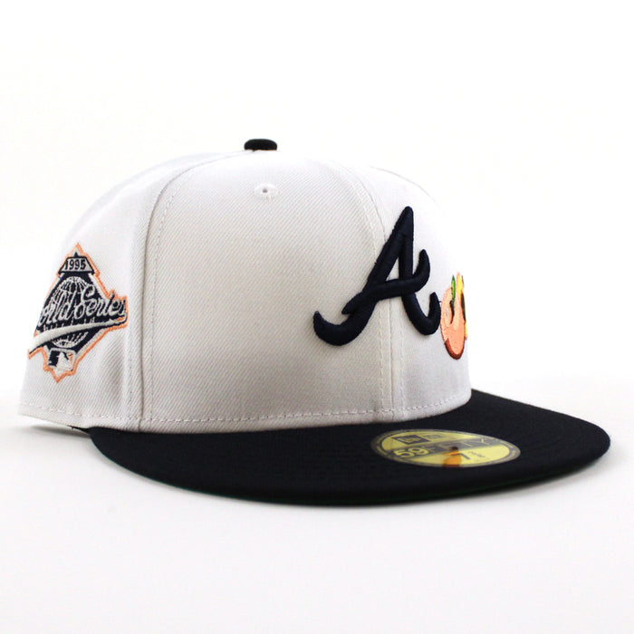 Atlanta Braves 1995 World Series  New Era 59Fifty Fitted Hat (GITD White Navy Green Under Brim)