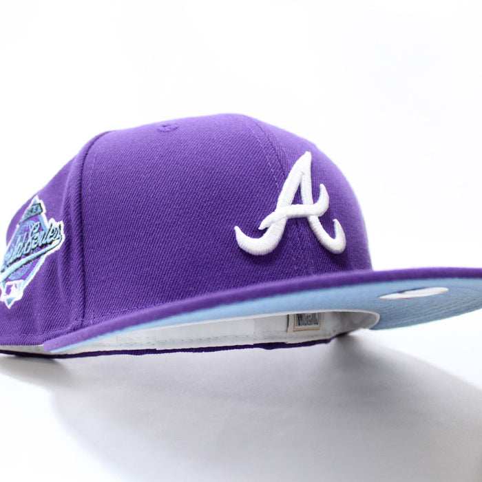 Atlanta Braves 1995 World Series New Era 59Fifty Fitted Hat (Light Purple Sky Blue Under Brim)