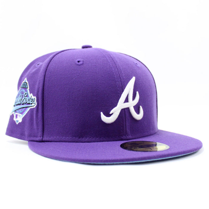 Atlanta Braves 1995 World Series New Era 59Fifty Fitted Hat (Light Purple Sky Blue Under Brim)