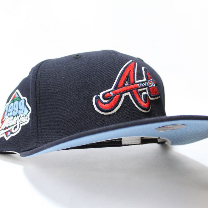 Atlanta Braves 1999 World Series New Era 59Fifty Fitted Hat (Glow in the Dark Logo Navy Blue Under Brim)
