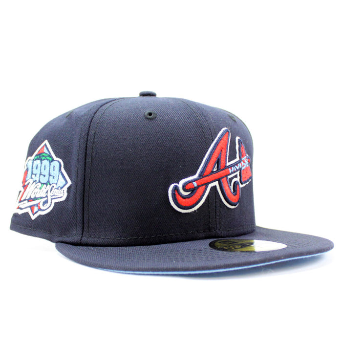 Atlanta Braves 1999 World Series New Era 59Fifty Fitted Hat (Glow in the Dark Logo Navy Blue Under Brim)