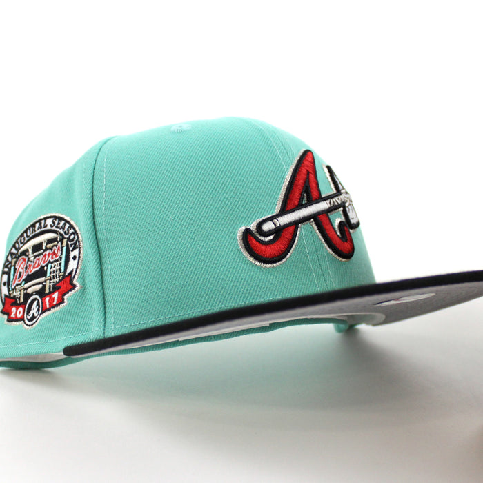 Atlanta Braves 2017 Inaugural Season New Era 59Fifty Fitted Hat (GITD Mint Black Gray Under Brim)