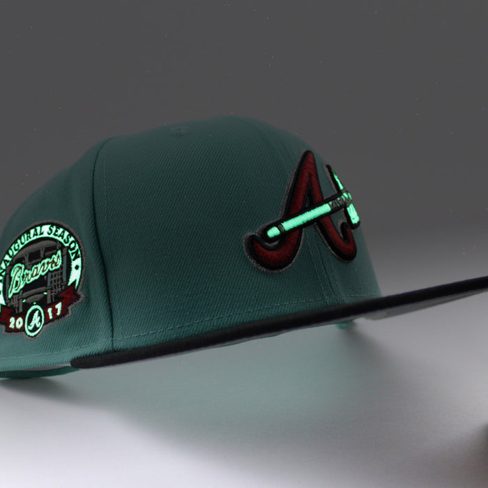 Atlanta Braves 2017 Inaugural Season New Era 59Fifty Fitted Hat (GITD Mint Black Gray Under Brim)