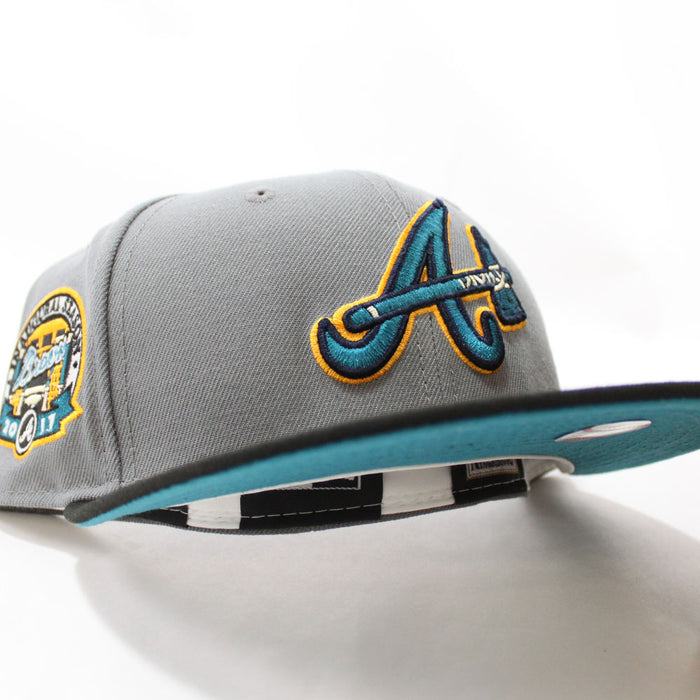 Atlanta Braves 2017 Inaugural Season New Era 59Fifty Fitted Hat (Glow in the Dark Graphite Gray Turquoise Under Brim)