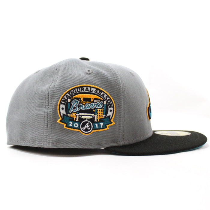 Atlanta Braves 2017 Inaugural Season New Era 59Fifty Fitted Hat (Glow in the Dark Graphite Gray Turquoise Under Brim)