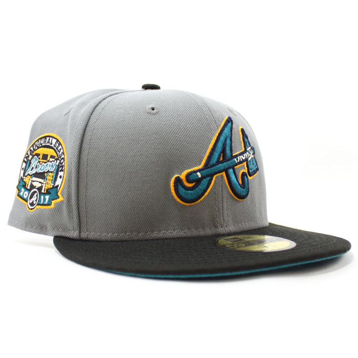 Atlanta Braves 2017 Inaugural Season New Era 59Fifty Fitted Hat (Glow in the Dark Graphite Gray Turquoise Under Brim)