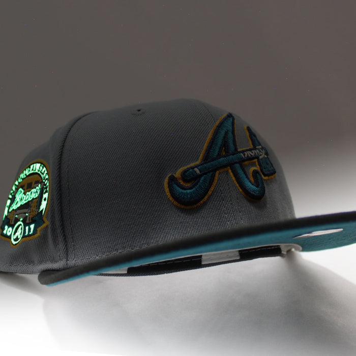 Atlanta Braves 2017 Inaugural Season New Era 59Fifty Fitted Hat (Glow in the Dark Graphite Gray Turquoise Under Brim)