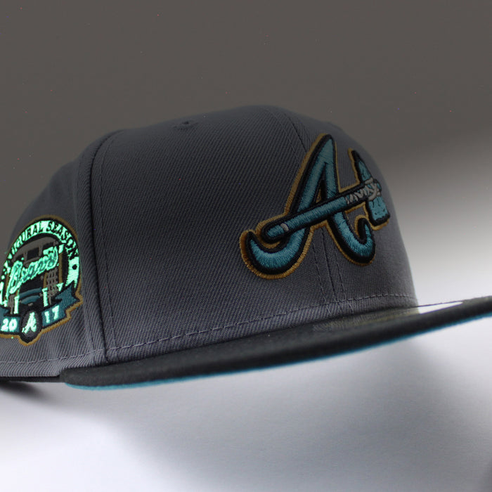 Atlanta Braves 2017 Inaugural Season New Era 59Fifty Fitted Hat (Graphite Gray Turquoise Under Brim)