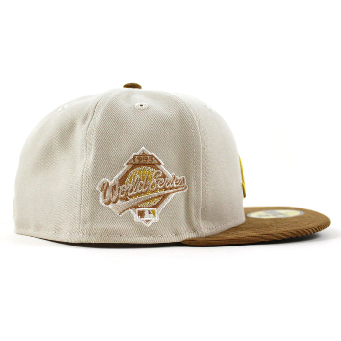 Atlanta Braves 2022 5950 CORD VISOR New Era Fitted Hat (Corduroy Green Under Brim)