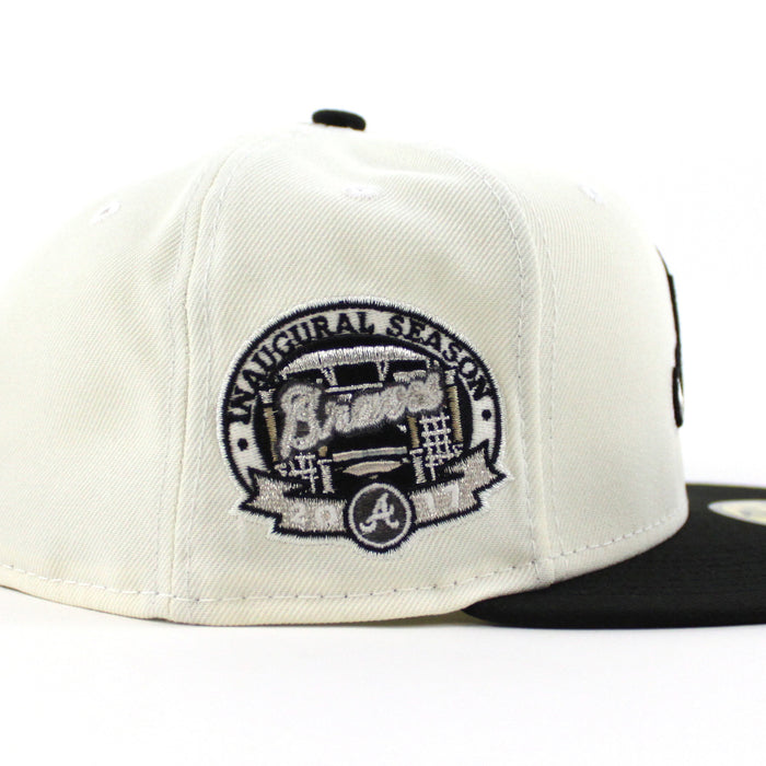 Atlanta Braves Inaugural Season 2017 New Era 59Fifty Fitted Hat (Chrome White Black Gray Under Brim)