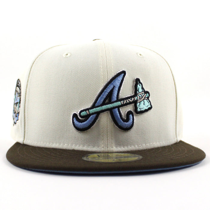 Atlanta Braves Inaugural Season 2017 New Era 59Fifty Fitted Hat (Chrome White Walnut Sky Blue Under Brim)